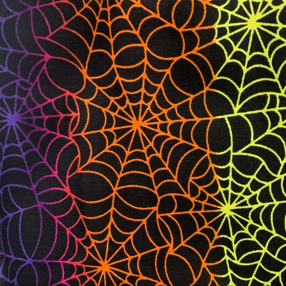 Halloween fabric cotton sewing quilting fabric Rainbow skeletons & Spider Webs - Picture 4 of 5